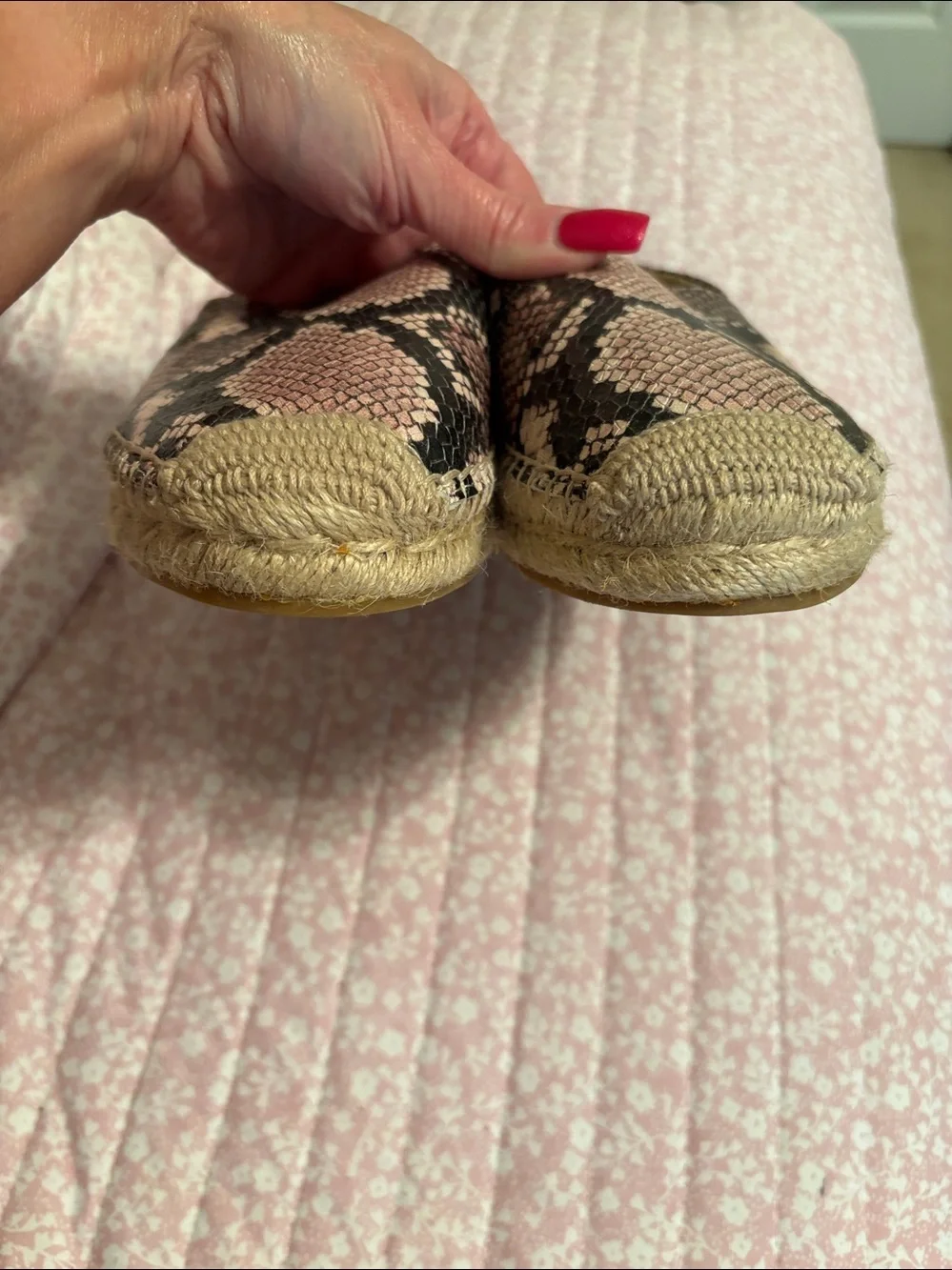 Sam Edelman Rare Pink and Black Snake-Print Espadrille Flats
